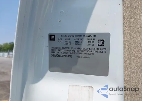 2011 Chevrolet Impala Lt z USA, uszkodzony, nr VIN 2G1WG5EK9B1230763